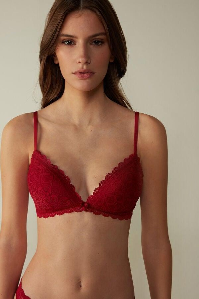 Intimissimi Tiziana Triangle in Lace Women\'s Bras Red | USA 1399BCP