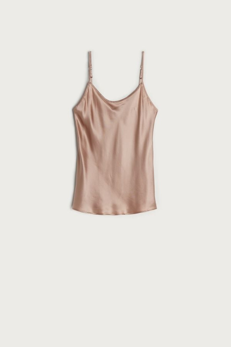 Intimissimi Top in Silk Satin Women's Tank Top Pink | USA 1692TVJ