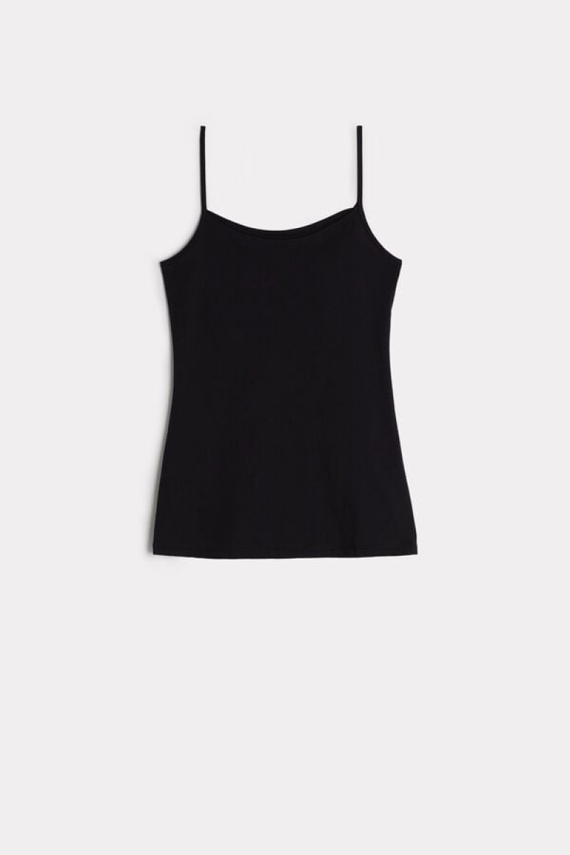 Intimissimi Ultrafresh Supima® Cotton Vest Women's Tank Top Black | USA 1679KIR