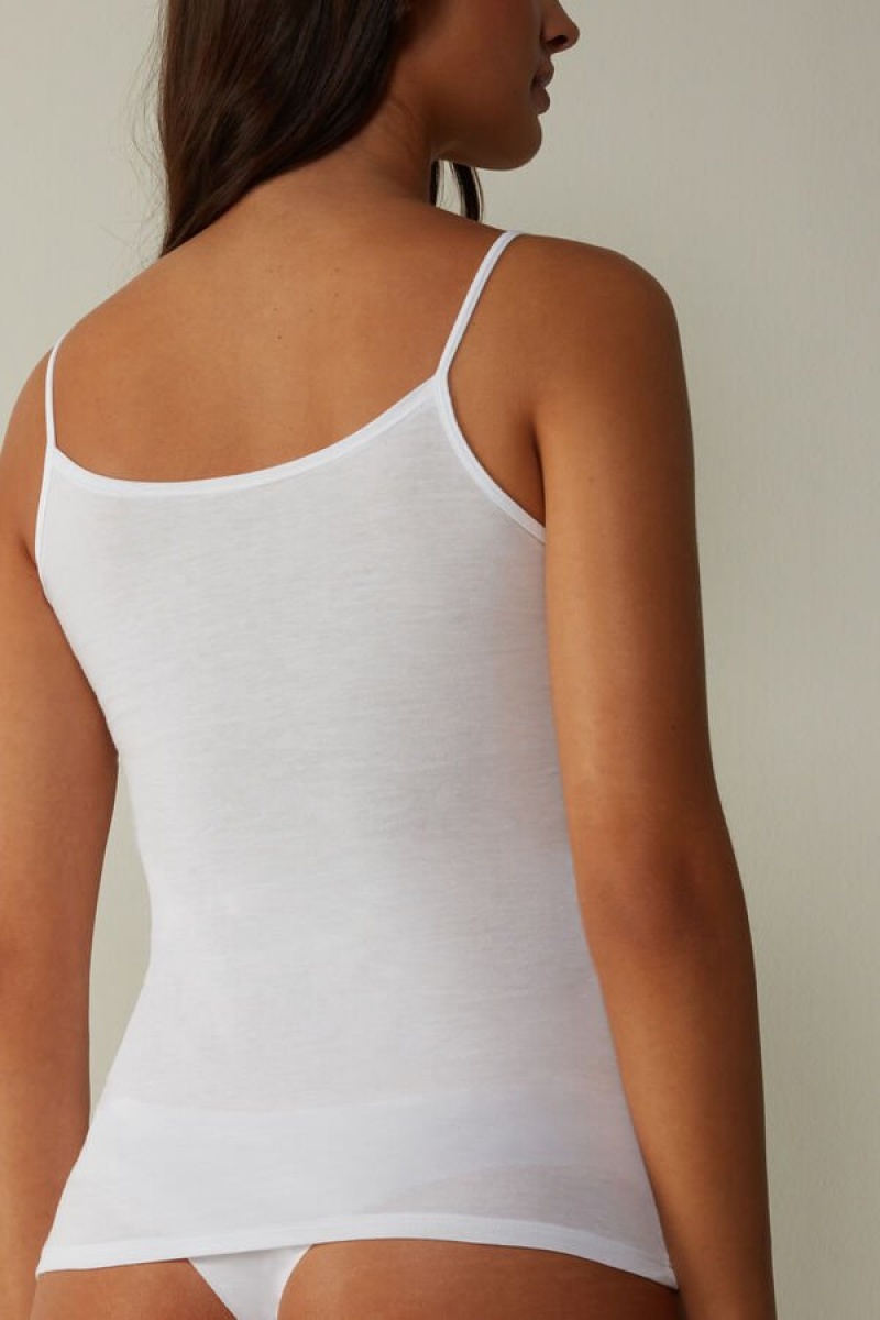 Intimissimi Ultrafresh Supima® Cotton Vest Women's Tank Top White | USA 1680LHT