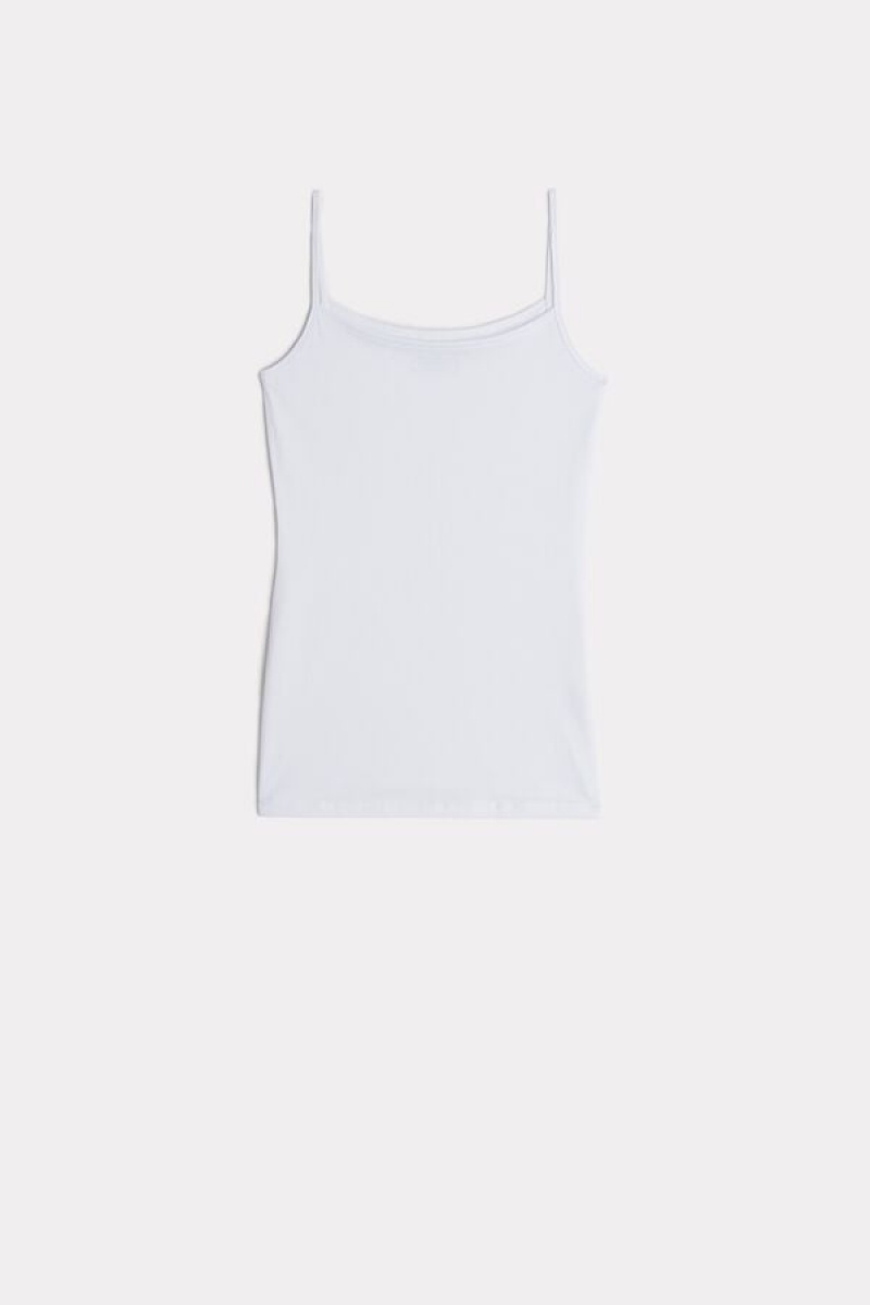 Intimissimi Ultrafresh Supima® Cotton Vest Women's Tank Top White | USA 1680LHT