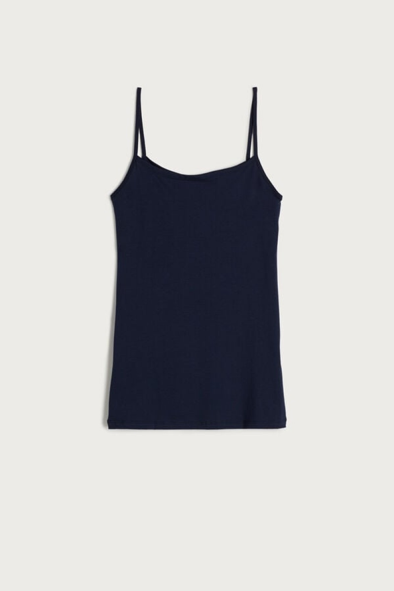 Intimissimi Ultrafresh Supima® Cotton Vest Women's Tank Top Blue | USA 1689WYF