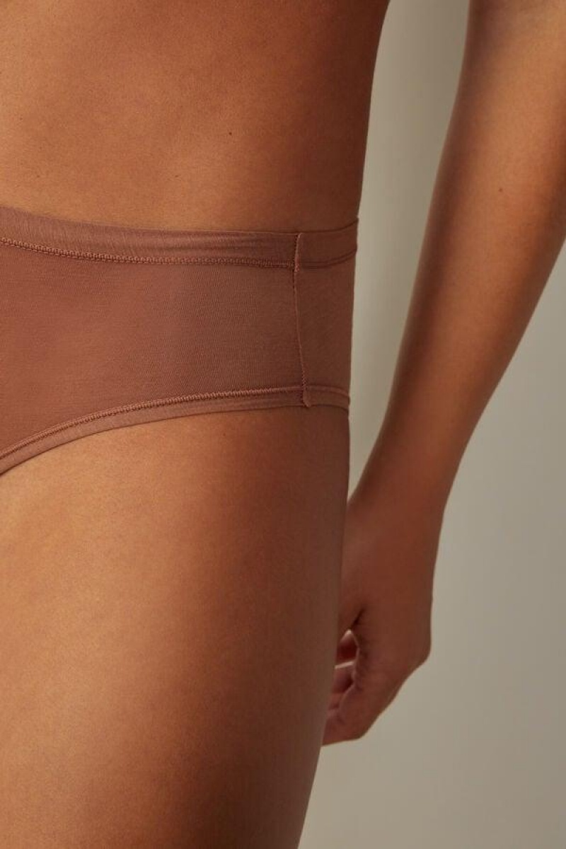 Intimissimi Ultralight Supima® Cotton Briefs Women's Panties Dark Beige | USA 2450YUX