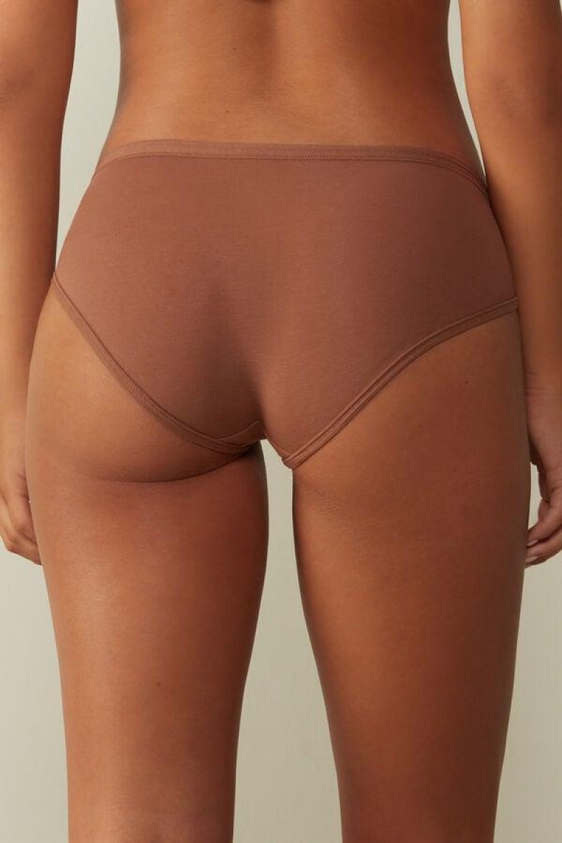 Intimissimi Ultralight Supima® Cotton Briefs Women's Panties Dark Beige | USA 2450YUX