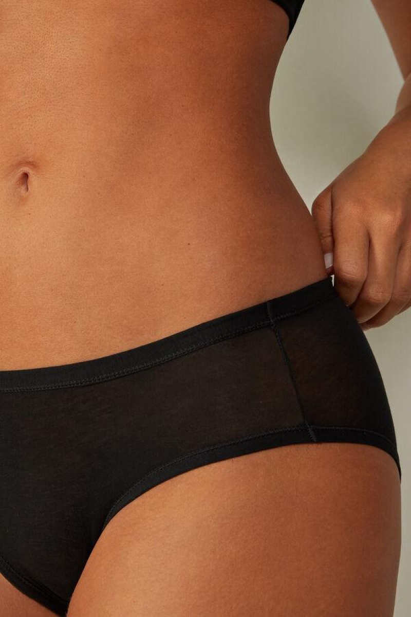 Intimissimi Ultralight Supima® Cotton Briefs Women's Panties Black | USA 2452RWV