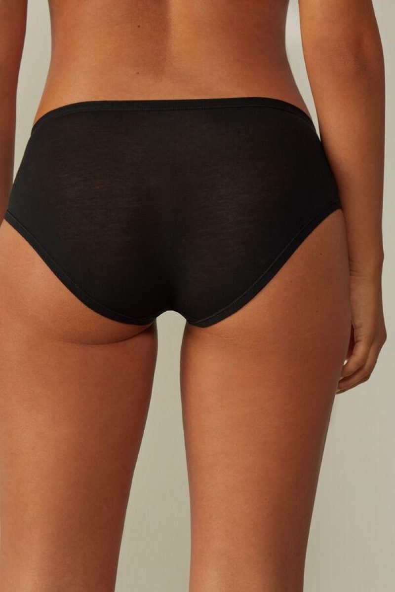 Intimissimi Ultralight Supima® Cotton Briefs Women's Panties Black | USA 2452RWV