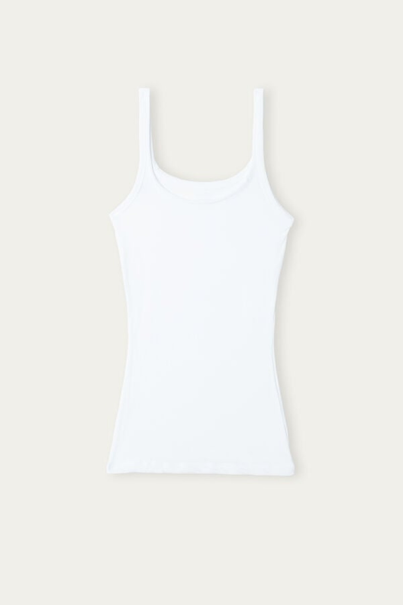 Intimissimi Ultralight Supima® Cotton Women's Tank Top White | USA 1708XFU