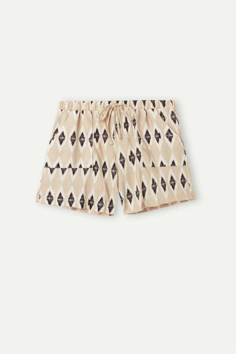 Intimissimi Urban Nomad Cotton Shorts Women's Pajamas Beige | USA 1983PQC