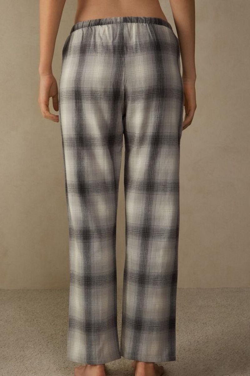 Intimissimi Warm Cuddles Pants in Brushed Cloth Women's Pajamas Grey / White | USA 2064DNN