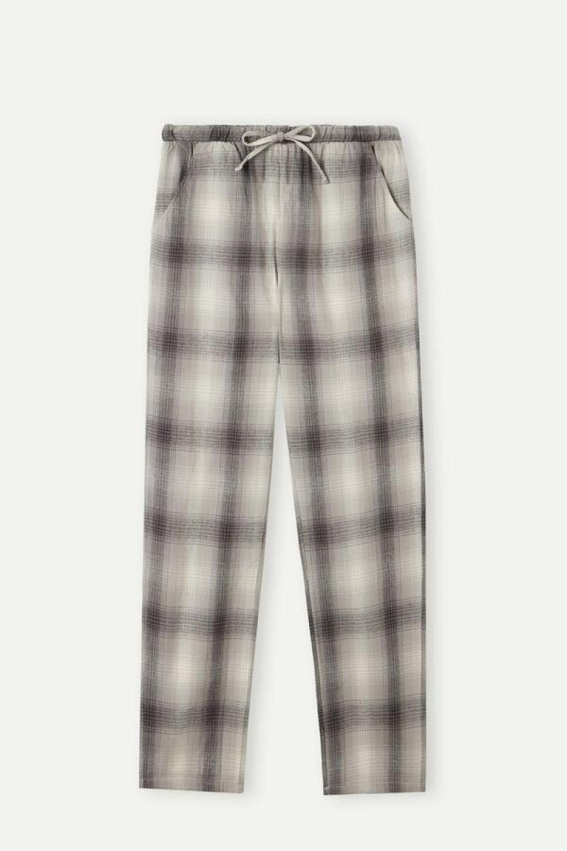 Intimissimi Warm Cuddles Pants in Brushed Cloth Women's Pajamas Grey / White | USA 2064DNN