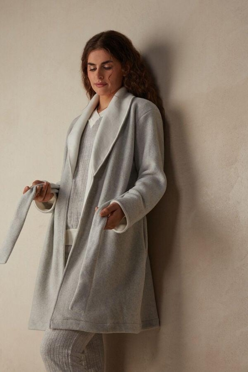 Intimissimi Warm Cuddles Robe Women's Pajamas Grey / White | USA 2199KIR