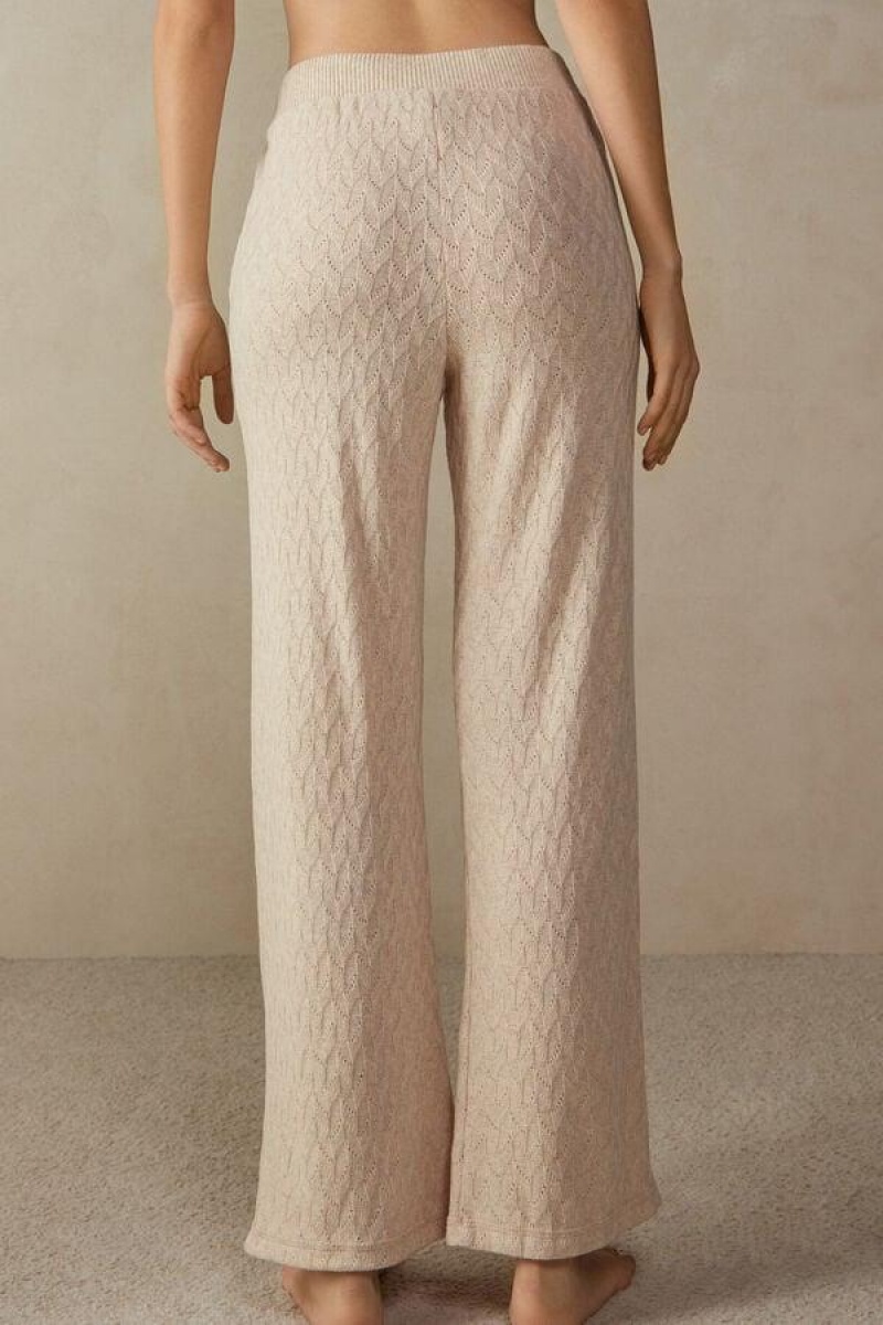 Intimissimi Winter Braid Full Length Jacquard Pants Women's Pajamas Beige | USA 2062APV