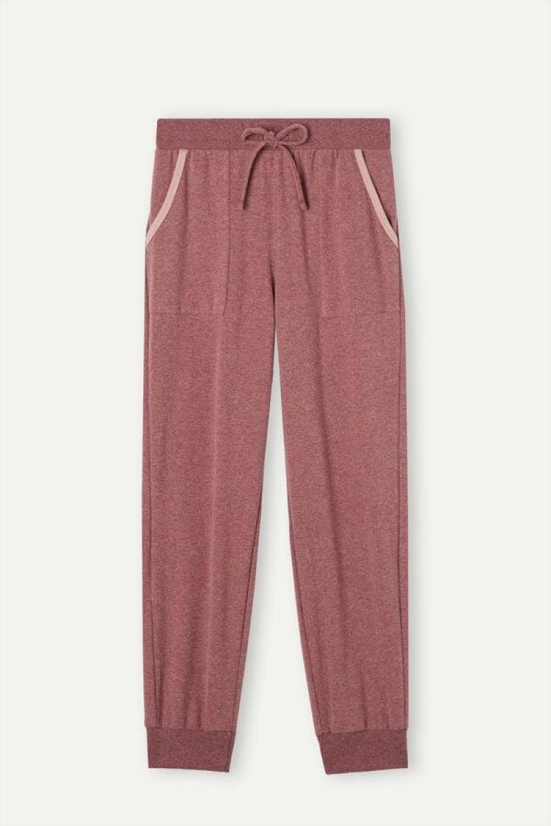 Intimissimi Winter Candies Full Length Cuffed Pants Women's Pajamas Dark Pink | USA 2051MAS