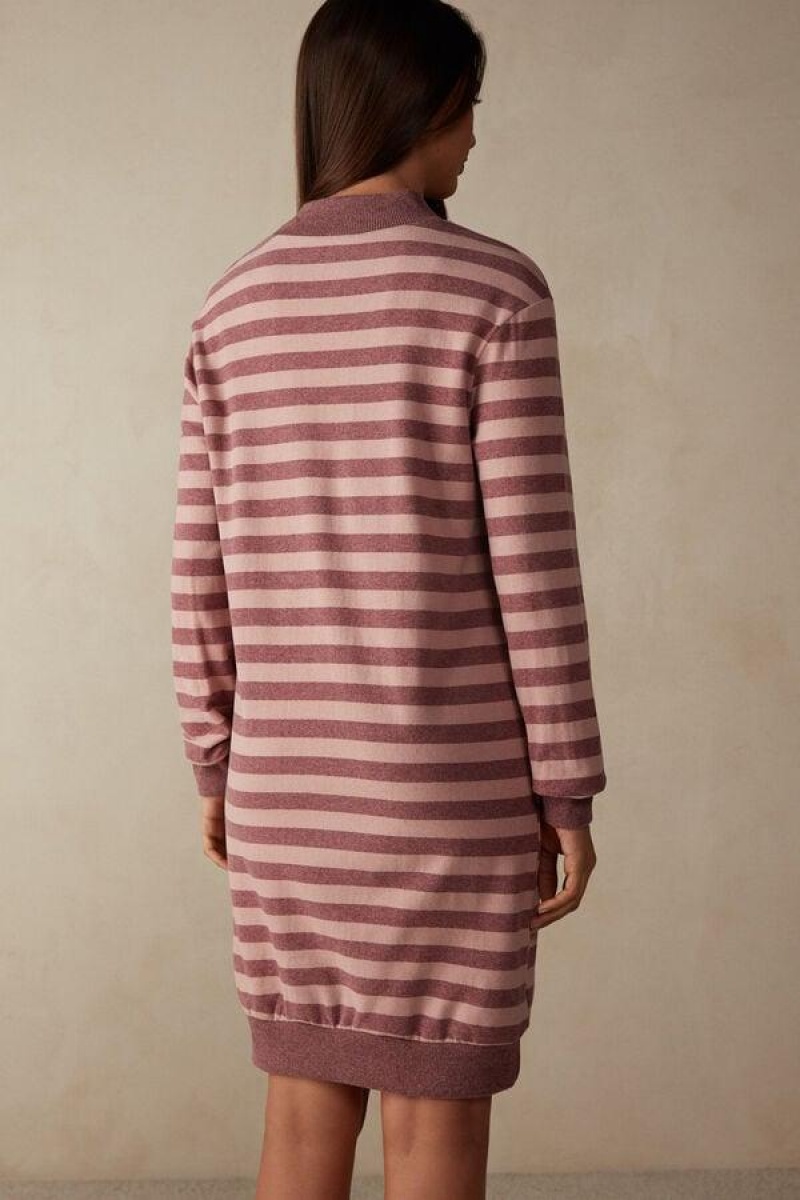 Intimissimi Winter Candies Striped Night Shirt Women's Pajamas Pink / Dark Pink Stripes | USA 2218APV