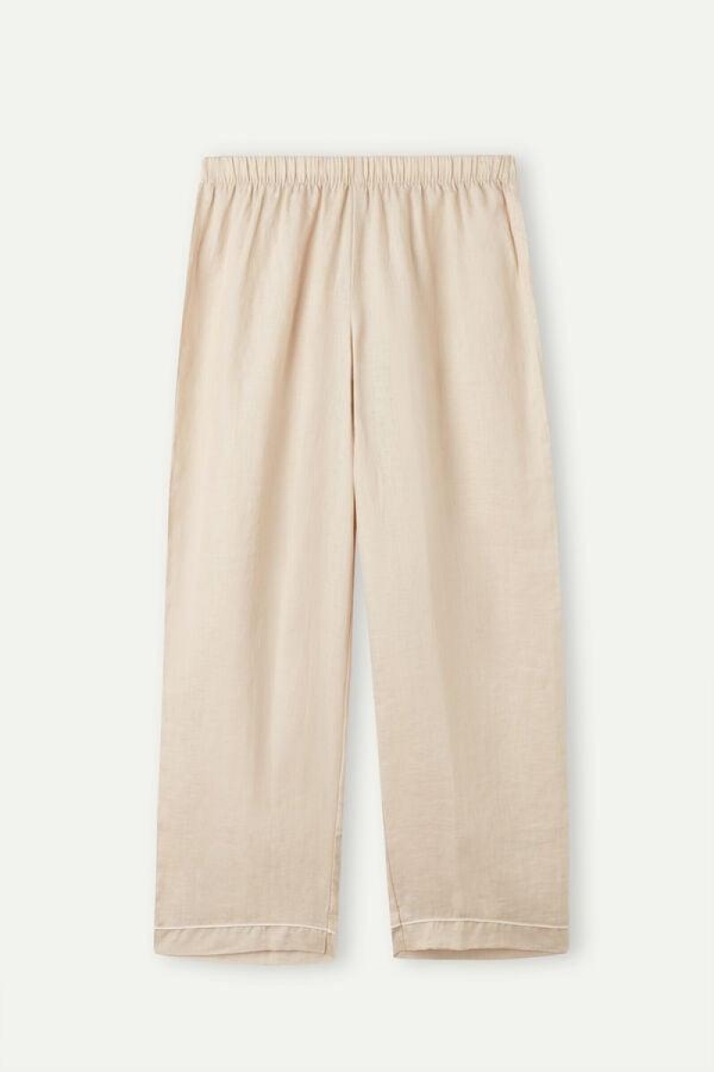 Intimissimi Yacht Night Linen Pants Women's Pajamas Beige | USA 2025MAS