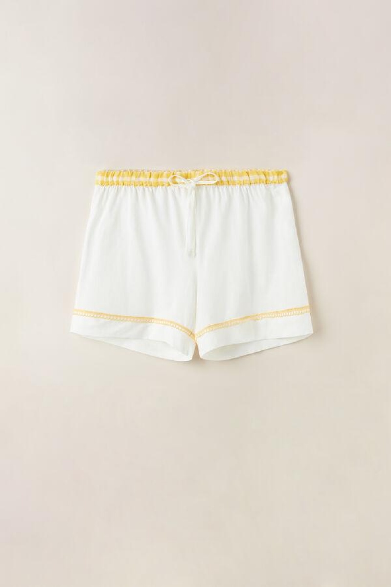 Intimissimi Yellow Submarine Shorts in Supima® Ultrafresh Cotton Women's Pajamas White | USA 1987FMM