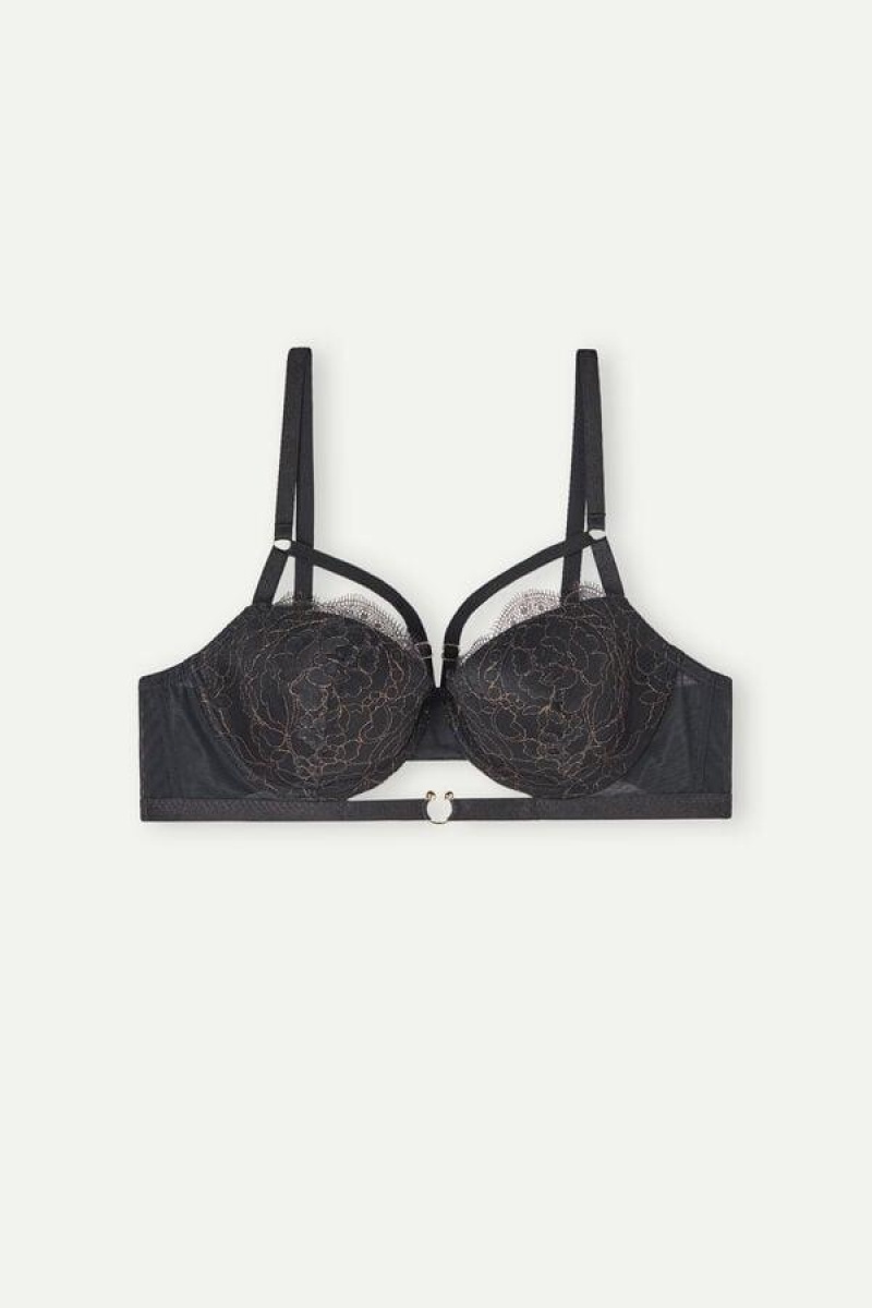 Intimissimi Your Private Party Sofia Balconette Women's Bras Black / Gold | USA 1042TVJ