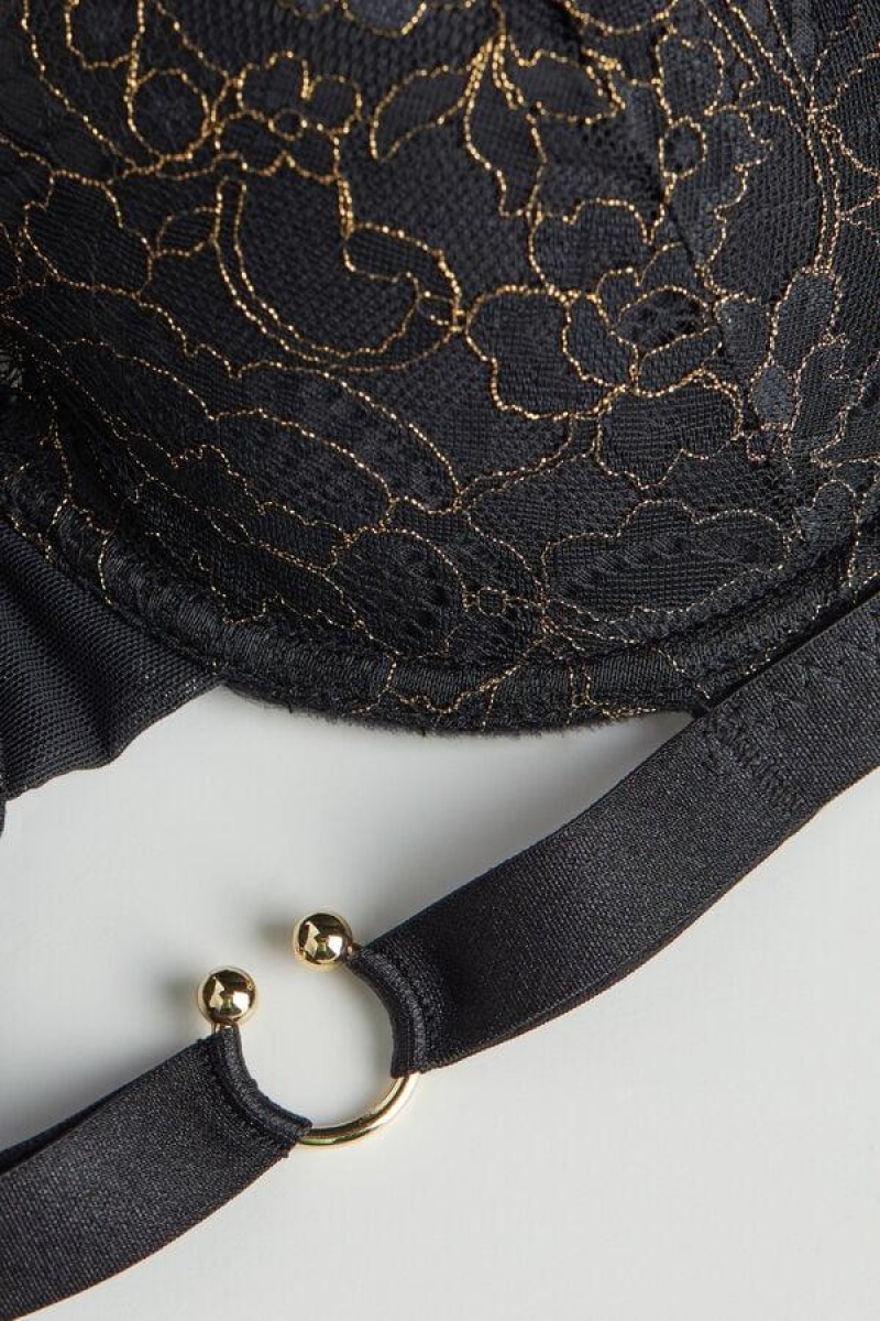 Intimissimi Your Private Party Sofia Balconette Women's Bras Black / Gold | USA 1042TVJ