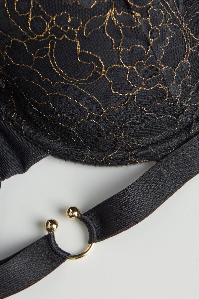 Intimissimi Your Private Party Sofia Balconette Women's Bras Black / Gold | USA 1531MAS