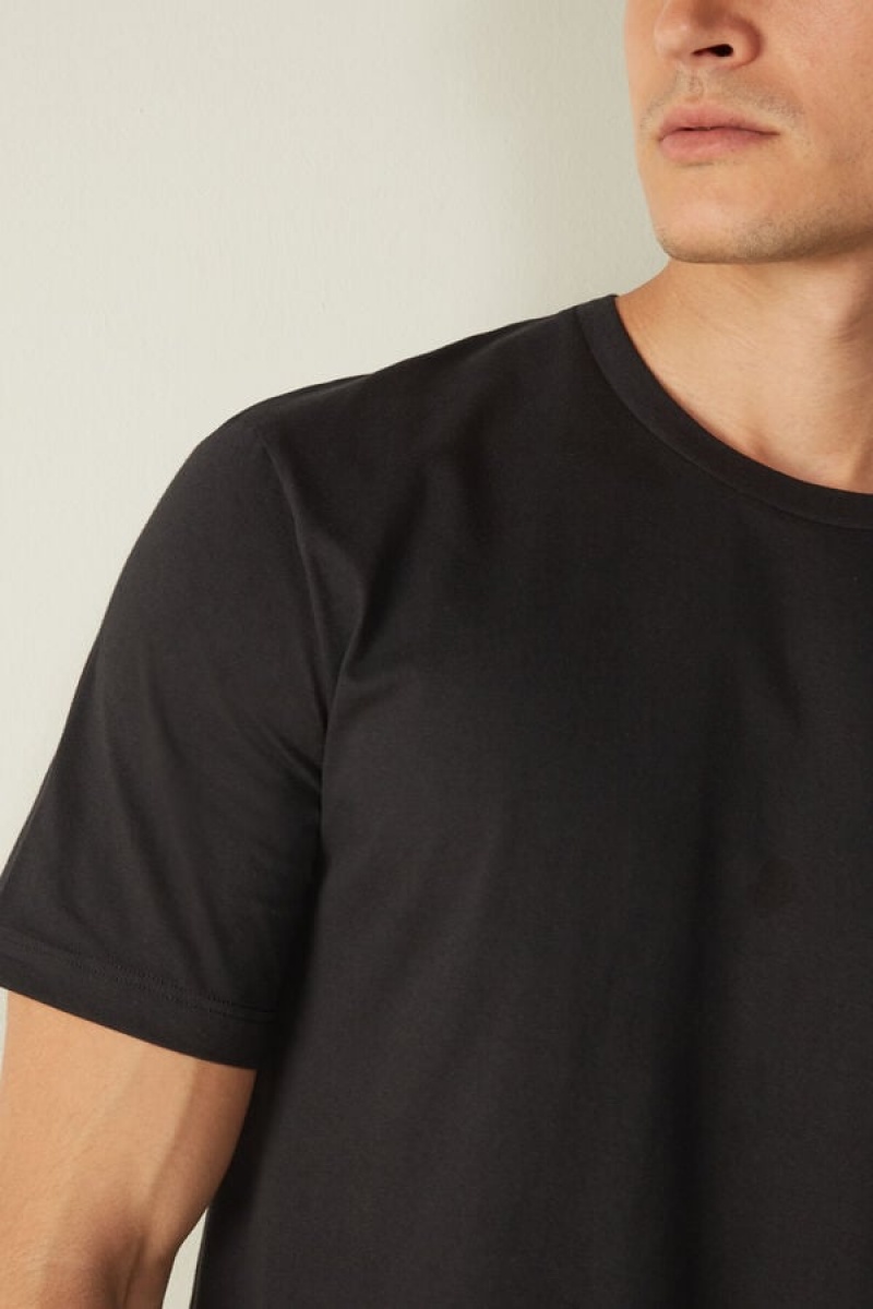 Intimissimi in Cotton Jersey Men's T Shirts Black | USA 2999DNB