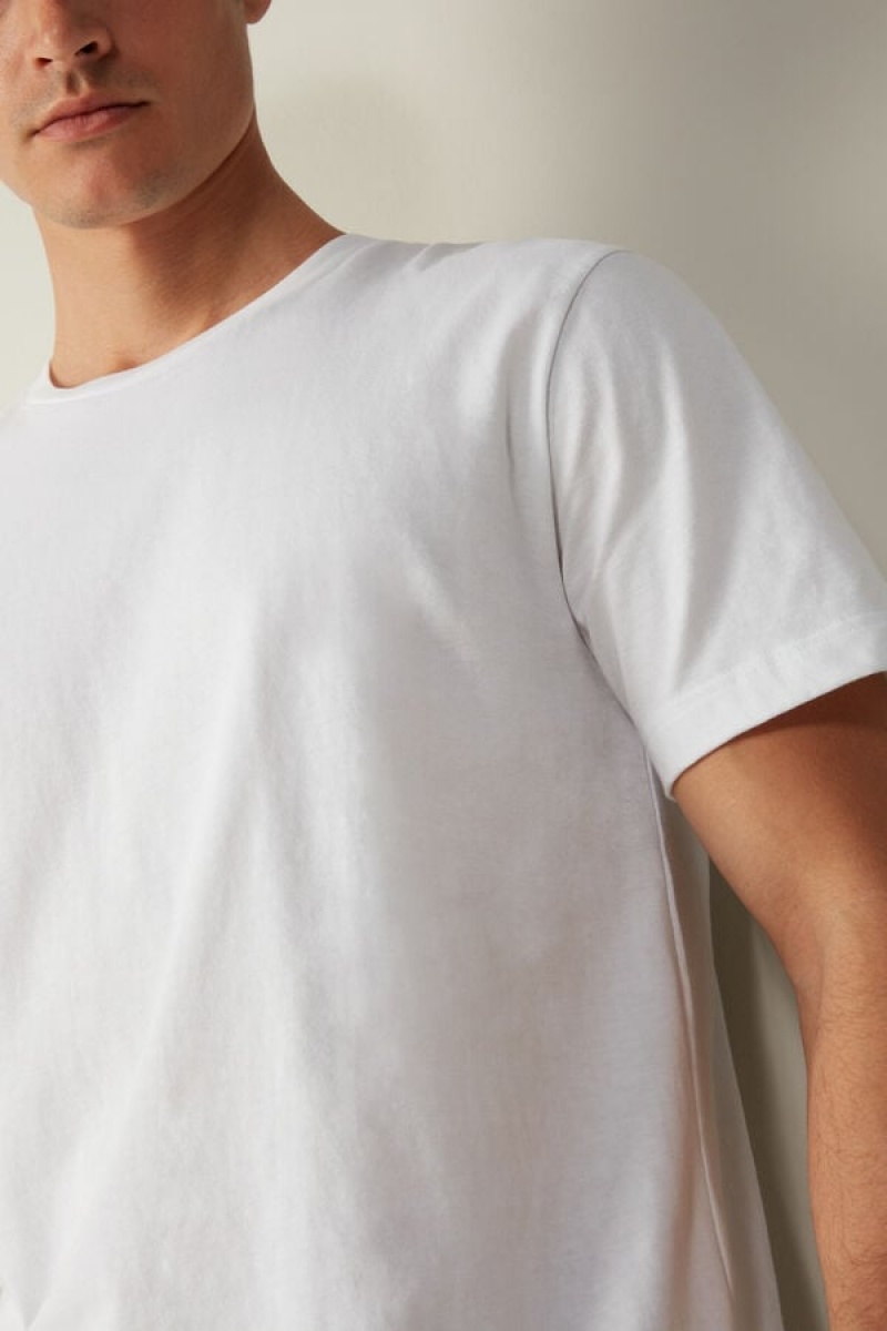 Intimissimi in Cotton Jersey Men's T Shirts White | USA 3016CEG