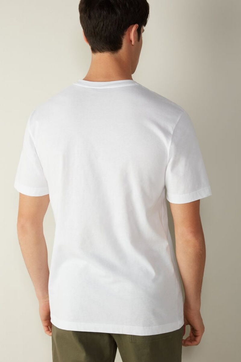 Intimissimi in Cotton Jersey Men's T Shirts White | USA 3016CEG