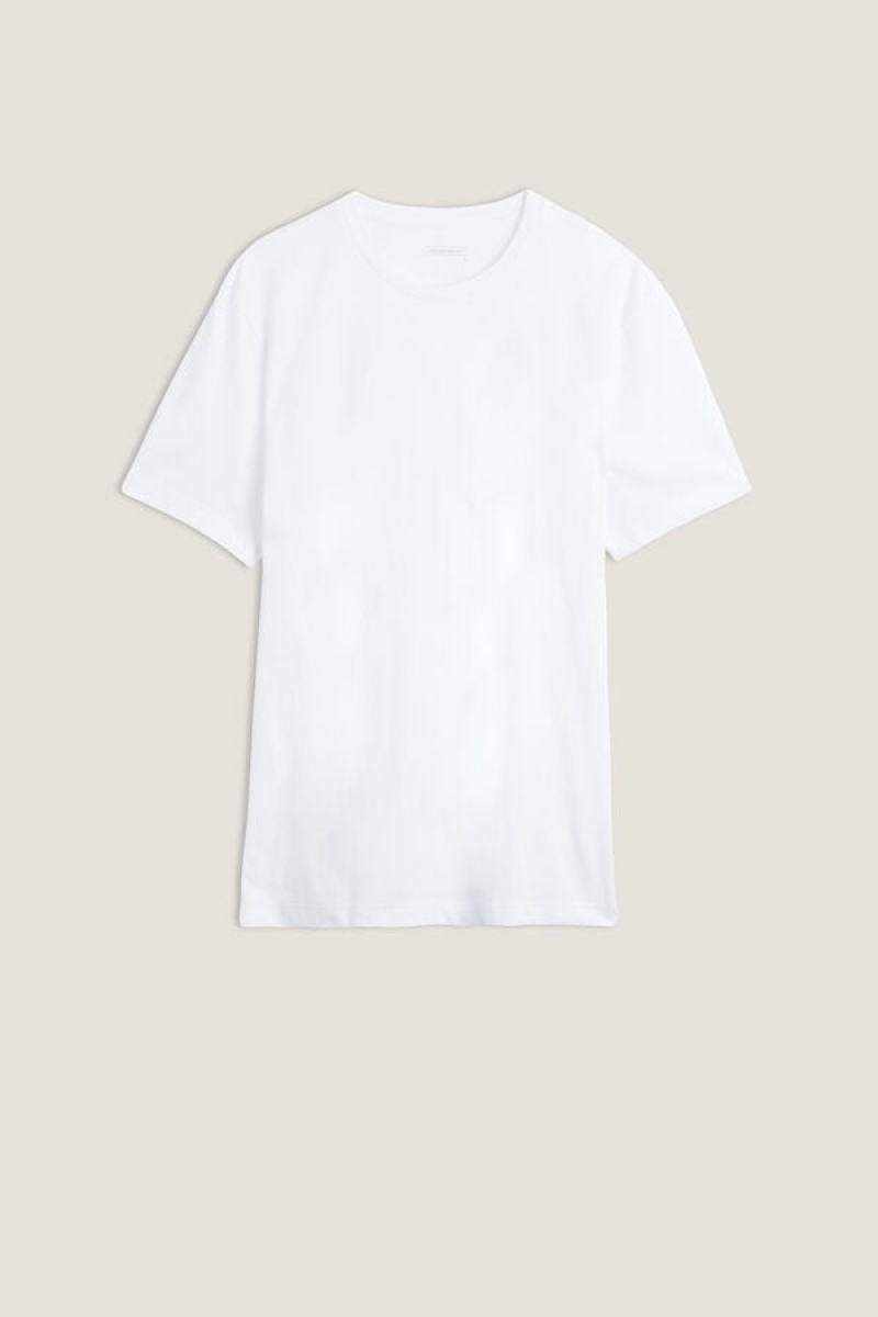 Intimissimi in Cotton Jersey Men's T Shirts White | USA 3016CEG