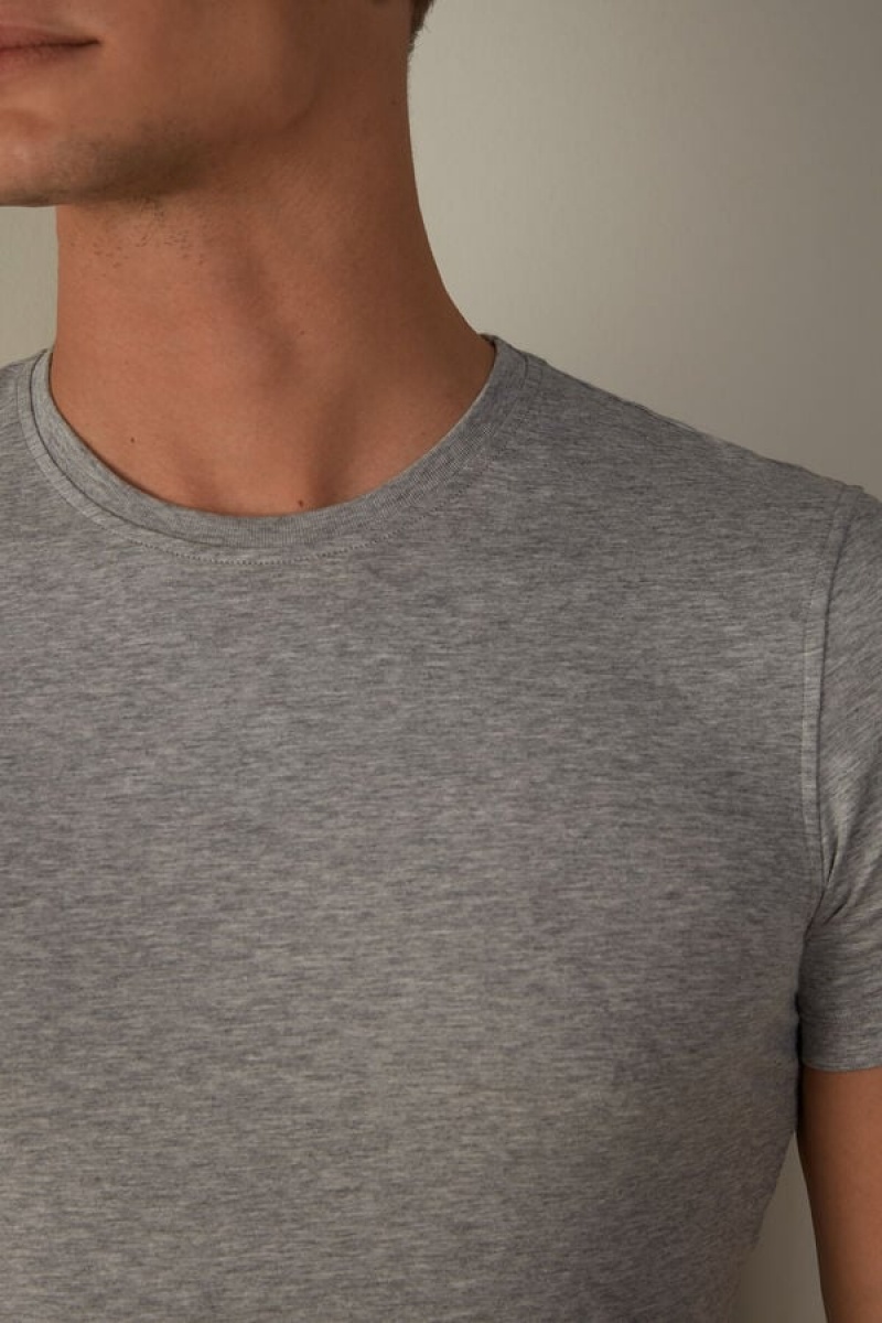 Intimissimi in Stretch Supima® Cotton Men's T Shirts Light Grey | USA 3014BCD