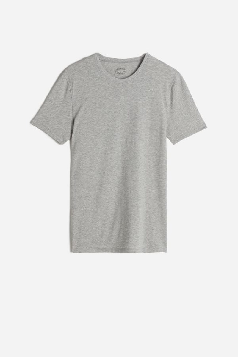 Intimissimi in Stretch Supima® Cotton Men's T Shirts Light Grey | USA 3014BCD