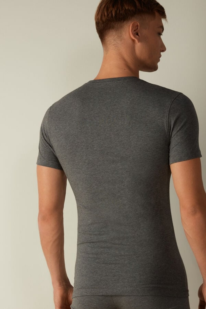 Intimissimi in Stretch Supima® Cotton Men's T Shirts Deep Grey | USA 3030ISE