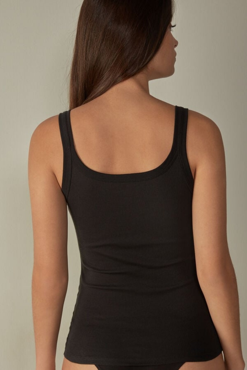 Intimissimi in Supima® Cotton Women's Tank Top Black | USA 1682XFU