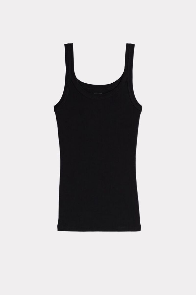 Intimissimi in Supima® Cotton Women's Tank Top Black | USA 1682XFU