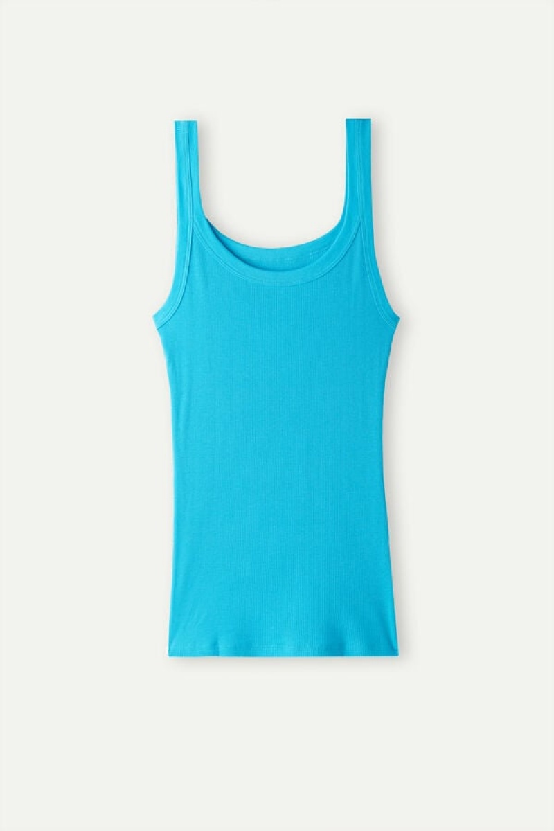 Intimissimi in Supima® Cotton Women's Tank Top Turquoise | USA 1746UTL