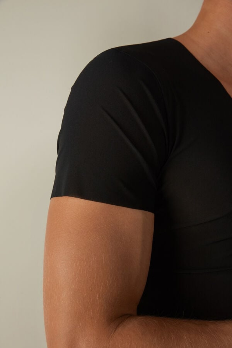 Intimissimi seamless Micromesh Men's T Shirts Black | USA 2990RWG