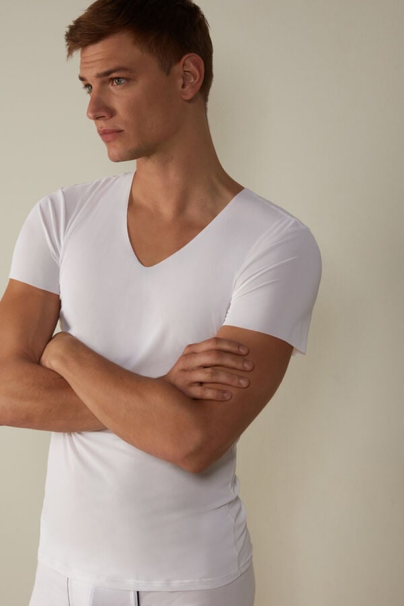 Intimissimi seamless Micromesh Men's T Shirts White | USA 3027APM