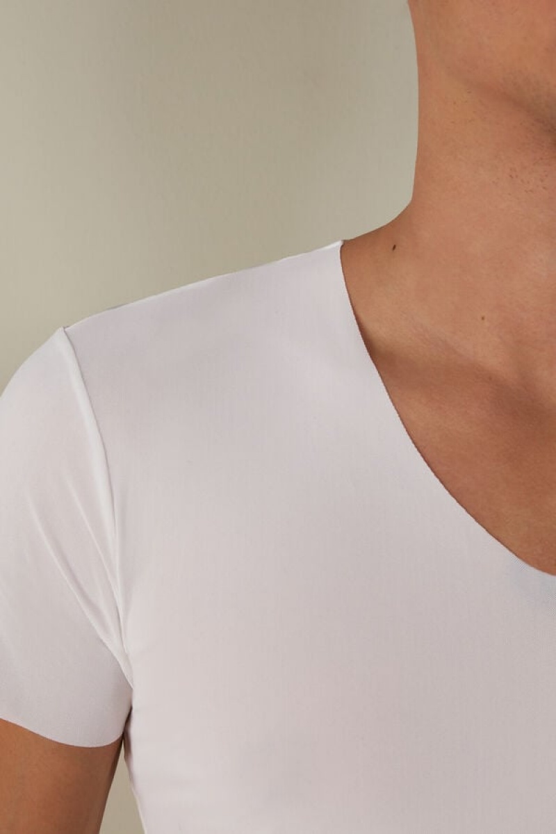 Intimissimi seamless Micromesh Men's T Shirts White | USA 3027APM